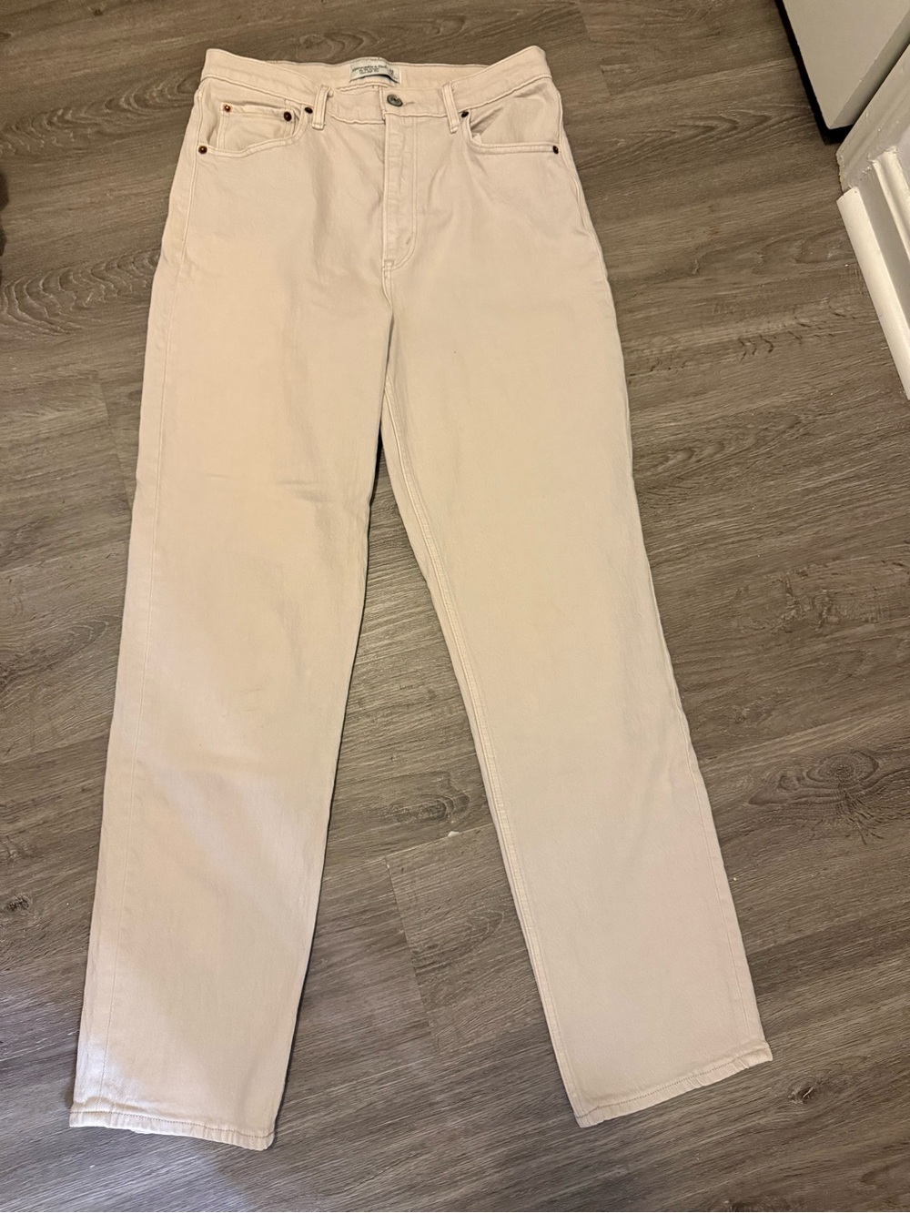 Abercrombie & Fitch Light Beige 90s straight ultra high rise beige jeans 29 8r